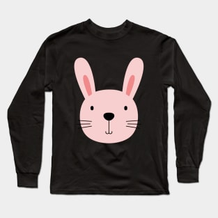 Peach pink rabbit bunny face, bunny, rabbit,pink,face,cute, Long Sleeve T-Shirt